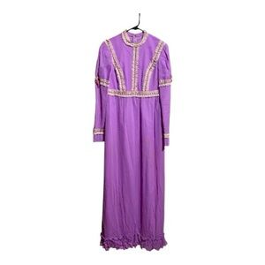 Vintage 1960’s Purple Trimmed Hippy Maxi Dress in EVC